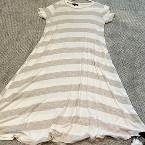 Cream and tan midi dress